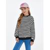 Haloumoning Girls Striped Crewneck Sweatshirt Kids Long Sleeve Oversized Fashion Pullover Tops Fall Clothes 5-14 Years(Black)