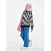 Haloumoning Girls Striped Crewneck Sweatshirt Kids Long Sleeve Oversized Fashion Pullover Tops Fall Clothes 5-14 Years(Black)