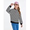 Haloumoning Girls Striped Crewneck Sweatshirt Kids Long Sleeve Oversized Fashion Pullover Tops Fall Clothes 5-14 Years(Black)