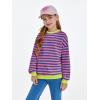 Haloumoning Girls Striped Crewneck Sweatshirt Kids Long Sleeve Oversized Fashion Pullover Tops Fall Clothes 5-14 Years(Fuchsias)