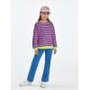 Haloumoning Girls Striped Crewneck Sweatshirt Kids Long Sleeve Oversized Fashion Pullover Tops Fall Clothes 5-14 Years(Fuchsias)