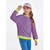 Haloumoning Girls Striped Crewneck Sweatshirt Kids Long Sleeve Oversized Fashion Pullover Tops Fall Clothes 5-14 Years(Fuchsias)