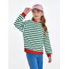 Haloumoning Girls Striped Crewneck Sweatshirt Kids Long Sleeve Oversized Fashion Pullover Tops Fall Clothes 5-14 Years(Green)