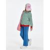 Haloumoning Girls Striped Crewneck Sweatshirt Kids Long Sleeve Oversized Fashion Pullover Tops Fall Clothes 5-14 Years(Green)