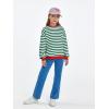 Haloumoning Girls Striped Crewneck Sweatshirt Kids Long Sleeve Oversized Fashion Pullover Tops Fall Clothes 5-14 Years(Green)