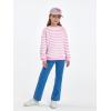 Haloumoning Girls Striped Crewneck Sweatshirt Kids Long Sleeve Oversized Fashion Pullover Tops Fall Clothes 5-14 Years(Pink)