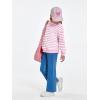 Haloumoning Girls Striped Crewneck Sweatshirt Kids Long Sleeve Oversized Fashion Pullover Tops Fall Clothes 5-14 Years(Pink)
