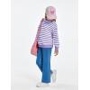 Haloumoning Girls Striped Crewneck Sweatshirt Kids Long Sleeve Oversized Fashion Pullover Tops Fall Clothes 5-14 Years(Purple)
