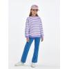 Haloumoning Girls Striped Crewneck Sweatshirt Kids Long Sleeve Oversized Fashion Pullover Tops Fall Clothes 5-14 Years(Purple)