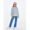 Haloumoning Girls Striped Crewneck Sweatshirt Kids Long Sleeve Oversized Fashion Pullover Tops Fall Clothes 5-14 Years(Sky Blue)
