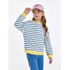 Haloumoning Girls Striped Crewneck Sweatshirt Kids Long Sleeve Oversized Fashion Pullover Tops Fall Clothes 5-14 Years(Sky Blue)