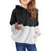 Haloumoning Girls Fuzzy Fleece Pullover Hoodies Sweatshirt Casual Loose Outwear Coat with Pockets 4-15 Years(A-black)