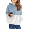 Haloumoning Girls Fuzzy Fleece Pullover Hoodies Sweatshirt Casual Loose Outwear Coat with Pockets 4-15 Years(A-blue Grey)