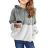 Haloumoning Girls Fuzzy Fleece Pullover Hoodies Sweatshirt Casual Loose Outwear Coat with Pockets 4-15 Years(A-light Grey)