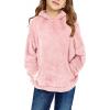 Haloumoning Girls Fuzzy Fleece Pullover Hoodies Sweatshirt Casual Loose Outwear Coat with Pockets 4-15 Years(C-pink)