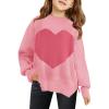 Haloumoning Girls Oversized Sweaters Kids Fashion Heart Batwing Sleeve Ribbed Knit Side Slit Pullover Tops(Pink)