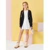 Girls Cardigans Kids Fashion Open Front Long Sleeve Knit Sweaters Outerwear with Pockets 5-14 Years(Black)