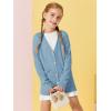 Girls Cardigans Kids Fashion Open Front Long Sleeve Knit Sweaters Outerwear with Pockets 5-14 Years(Blue)