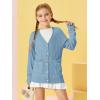 Girls Cardigans Kids Fashion Open Front Long Sleeve Knit Sweaters Outerwear with Pockets 5-14 Years(Blue)