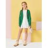 Girls Cardigans Kids Fashion Open Front Long Sleeve Knit Sweaters Outerwear with Pockets 5-14 Years(Green)