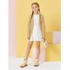 Girls Cardigans Kids Fashion Open Front Long Sleeve Knit Sweaters Outerwear with Pockets 5-14 Years(Khaki)