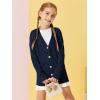 Girls Cardigans Kids Fashion Open Front Long Sleeve Knit Sweaters Outerwear with Pockets 5-14 Years(Navy Blue)
