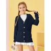Girls Cardigans Kids Fashion Open Front Long Sleeve Knit Sweaters Outerwear with Pockets 5-14 Years(Navy Blue)