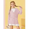 Girls Cardigans Kids Fashion Open Front Long Sleeve Knit Sweaters Outerwear with Pockets 5-14 Years(Pink)