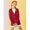 Girls Cardigans Kids Fashion Open Front Long Sleeve Knit Sweaters Outerwear with Pockets 5-14 Years(Red)