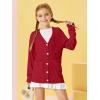 Girls Cardigans Kids Fashion Open Front Long Sleeve Knit Sweaters Outerwear with Pockets 5-14 Years(Red)