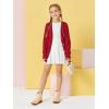 Girls Cardigans Kids Fashion Open Front Long Sleeve Knit Sweaters Outerwear with Pockets 5-14 Years(Red)