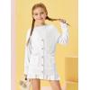 Girls Cardigans Kids Fashion Open Front Long Sleeve Knit Sweaters Outerwear with Pockets 5-14 Years(White)