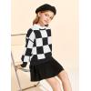 Girls Sweaters Kids Fashion Plaid Mock Neck Pullover Sweater Tops 5-14 Years(Black)
