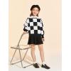 Girls Sweaters Kids Fashion Plaid Mock Neck Pullover Sweater Tops 5-14 Years(Black)