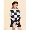 Girls Sweaters Kids Fashion Plaid Mock Neck Pullover Sweater Tops 5-14 Years(Black)