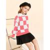 Girls Sweaters Kids Fashion Plaid Mock Neck Pullover Sweater Tops 5-14 Years(Dark Pink)