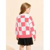 Girls Sweaters Kids Fashion Plaid Mock Neck Pullover Sweater Tops 5-14 Years(Dark Pink)
