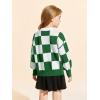 Girls Sweaters Kids Fashion Plaid Mock Neck Pullover Sweater Tops 5-14 Years(Green)