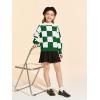 Girls Sweaters Kids Fashion Plaid Mock Neck Pullover Sweater Tops 5-14 Years(Green)