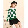 Girls Sweaters Kids Fashion Plaid Mock Neck Pullover Sweater Tops 5-14 Years(Green)