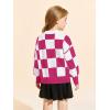 Girls Sweaters Kids Fashion Plaid Mock Neck Pullover Sweater Tops 5-14 Years(Hot Pink)