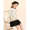 Girls Sweaters Kids Fashion Plaid Mock Neck Pullover Sweater Tops 5-14 Years(Khaki)