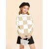 Girls Sweaters Kids Fashion Plaid Mock Neck Pullover Sweater Tops 5-14 Years(Khaki)