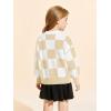 Girls Sweaters Kids Fashion Plaid Mock Neck Pullover Sweater Tops 5-14 Years(Khaki)