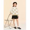 Girls Sweaters Kids Fashion Plaid Mock Neck Pullover Sweater Tops 5-14 Years(Khaki)
