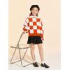 Girls Sweaters Kids Fashion Plaid Mock Neck Pullover Sweater Tops 5-14 Years(Orange)