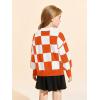 Girls Sweaters Kids Fashion Plaid Mock Neck Pullover Sweater Tops 5-14 Years(Orange)