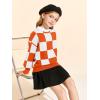 Girls Sweaters Kids Fashion Plaid Mock Neck Pullover Sweater Tops 5-14 Years(Orange)