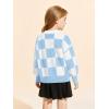 Girls Sweaters Kids Fashion Plaid Mock Neck Pullover Sweater Tops 5-14 Years(Sky Blue)