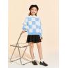 Girls Sweaters Kids Fashion Plaid Mock Neck Pullover Sweater Tops 5-14 Years(Sky Blue)